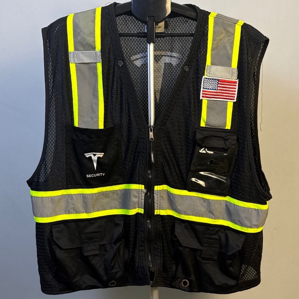 Kishigo B100 Tesla Security High Visibility Reflective Mesh Vest Black 2X-3X